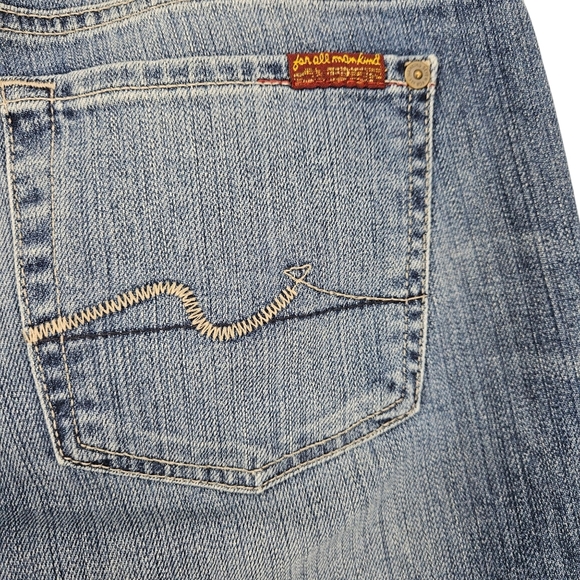 7 For All Mankind Crop Straight Jeans Medium Wash Denim 27 - Picture 4 of 8